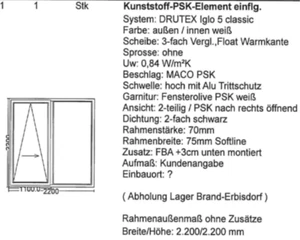 Fenster Balkontür Kunststoff Weiß Schiebetür zum Kippen 3-fach Verglasung Neu - Bild 1 von 2