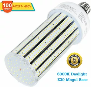480V LED Corn Bulb 100W Cob Workshop Light 14500LM E39 Mogul Base 6000K Daylight - Picture 1 of 7
