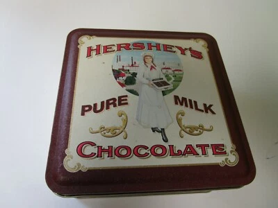 Vintage 1992 Hershey's Pure Milk Chocolate Metal Tin Container Box Canister - Image 1 of 4