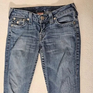 True Religion Women Low Rise Skinny Jeans Button Fly Pockets Blue Size 27 Rhine - Picture 1 of 12