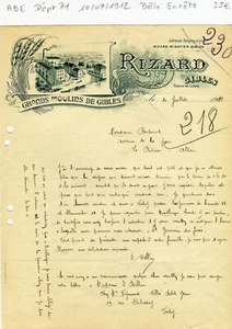 Dépt 71- Gibles - Belle Entête Secteur de la Minoterie du 10/07/1912 A Voir !!!! - Picture 1 of 1