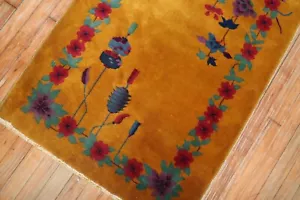 Antique Mango Chinese Art Deco Rug Size 2'7''x4'5'' - Picture 1 of 6