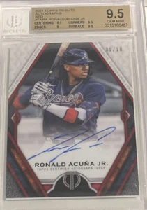 Ronald ACUNA Jr. 2021 Topps Tribute Red SSP On-Card AUTO /10 BGS 9.5 Braves - Picture 1 of 2