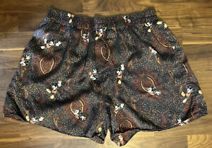VTG Mickey 100% Silk Shorts Boxers Size L Paisley Mickey Mouse Disney Store