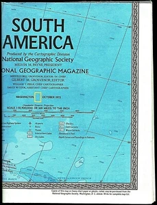 ⫸ 1972-10 October SOUTH AMERICA National Geographic Map Poster Home School - A3 - Bild 1 von 6
