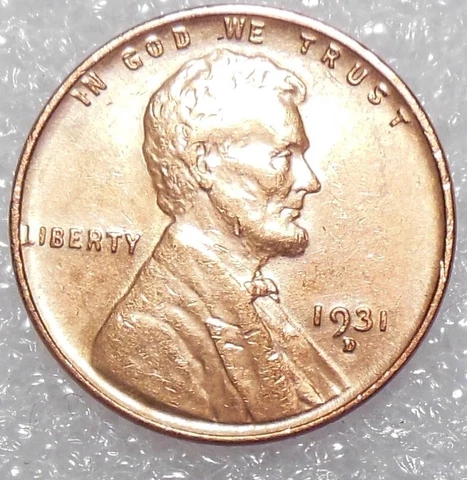 1931 D RED About Uncirculated Lincoln Wheat Cent Cover