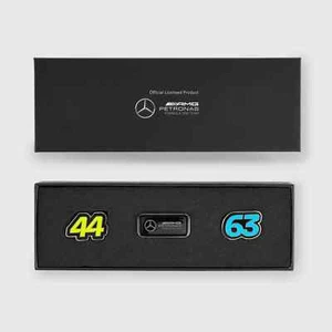 Mercedes AMG Petronas F1 Lewis Hamilton George Russell Driver Pin Badge Set - Picture 1 of 1
