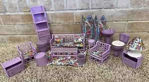 Vtg 1993 Beverly Hills Living Room & Bathroom Barbie Furniture Violet Purple Set - Picture 1 of 6