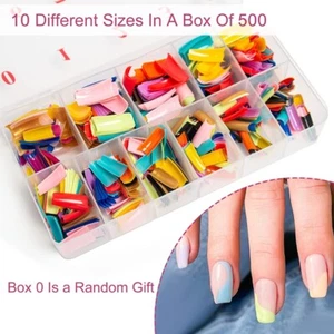Acryl Nagel Kit 500 Stck., 10 Größen für Nail Art Wohnzimmer und Zuhause zum Selbermachen - Bild 1 von 8