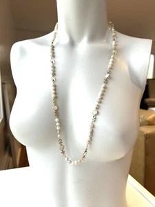Signed "CHAN LUU" Beaded And Gold Tone Leaf Link Long Necklace 31"L - Picture 1 of 4