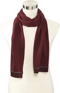 John Varvatos Mens Plated Pick Stitch Scarf Garnet/Cast Iron Merino Wool - Bild 1 von 1