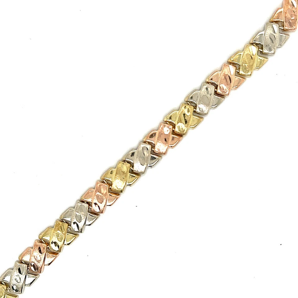 10k Tri Color Womens X Design Bracelet - Image 1 of 1