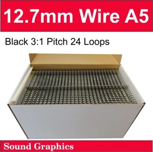 A5 TWIN LOOP BINDING WIRE 12mm, 12.7mm Or 1/2" Box of 250 - Black - Bild 1 von 1