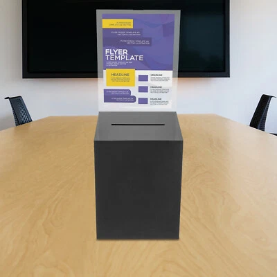 Caja de donación negra con cerradura urna con soporte para letreros caja de sugerencias EE. UU. Foto 1 de 4