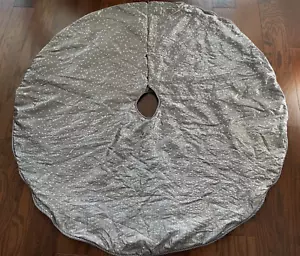 Silver Christmas Tree Skirt by Storehouse Satin 53" w Sequins - Picture 1 of 7