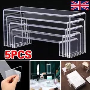 5X Retail Shop Acrylic Display Shelves Clear Display Perspex Stands Risers Shelf - Picture 1 of 16