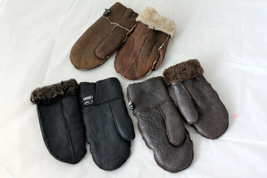 Fausthandschuh Lammfell Fäustlinge echt Leder Handschuh mocca Größ S M L XL NEU  - Bild 1 von 4