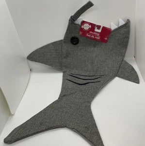 Christmas Stocking Shark Fish Shaped Grey 20" Tall 7" Opening for Mantle Decor - Picture 1 of 5