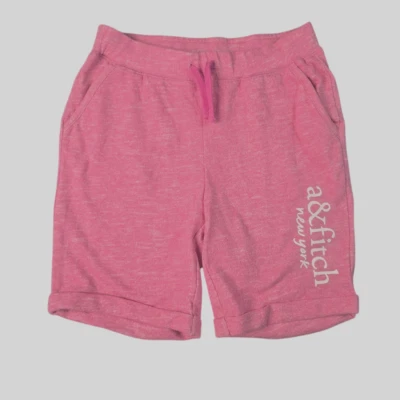 Abercrombie & Fitch Girls Pink Sweat Shorts 11/12 Logo Printed Stretch Cuffed - Image 1 of 4