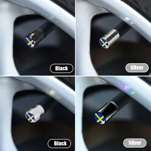 4pcs Sweden Flag Car Auto Wheel Tyre Tire Valve Stems Air Dust Cover Screw Caps - Picture 1 of 16