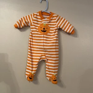 Carter's Just One You Baby Pumpkin Microfleece Footed Pajama - Orange Newborn 19 - Picture 1 of 5