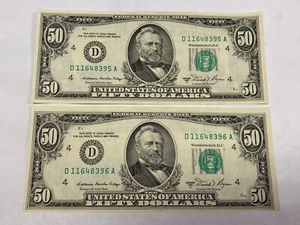 2pcs 1981a Cleveland $50 Notes*** UNCIRCULATED Consecutive - Picture 1 of 4