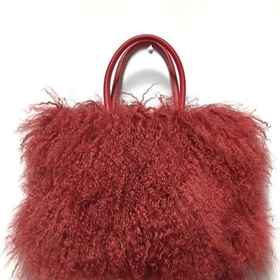 Bolso de piel de lana de oveja Bolso de lana de cuero genuino Bolso de cadena Piel Mujeres Oficina  Foto 1 de 4