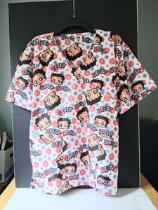 Betty Boop Character Print Medical Nurse Scrub Top Size 2x Plus Size Womens - Picture 1 of 9