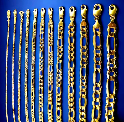 14K Yellow Gold SOLID Figaro Bracelet Chain Link Real Gold 2mm-12mm 7"-9" - Image 1 of 4