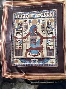 Vintage 1977 Trio 3 The EGYPTIAN Needlepoint Kit 1473 15"x18" Done 75% USA - Bild 1 von 7