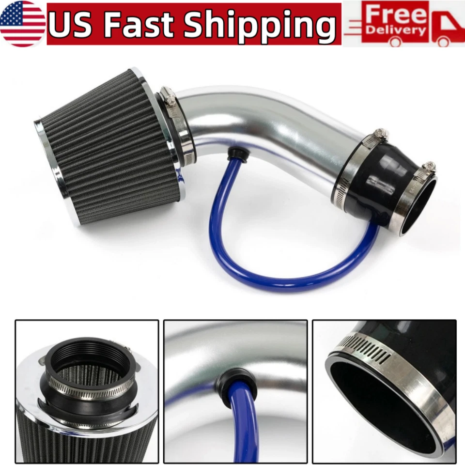 Filtro de admisión de aire frío para automóvil de 3" tubo de inducción de aluminio sistema de manguera de flujo de energía EE. UU. Foto 1 de 4
