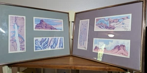 SERENA SUPPLEE 6 Signed Watercolor Prints In 2 13x18 Frames 1987 Colorado Desert - Picture 1 of 7