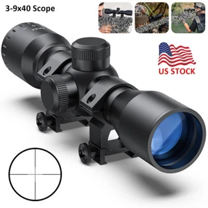 3-9x40 Compact Scope Mil Dot For Air Rifle Crossbow Airsoft Pellet Gun w/ Mounts - Picture 1 of 12