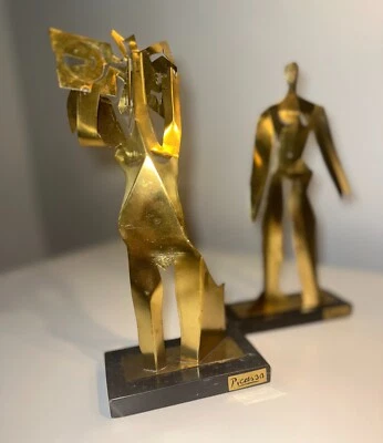 Picasso metal sculptures, replicas and cubist style, 12" height - Image 1 of 2