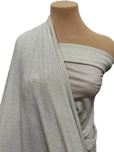 SLINKY GLITZER STRICK STOFF WEISS/SILBER 4 WEGE STRETCH 58" FORMELL, BRAUT - Bild 1 von 8