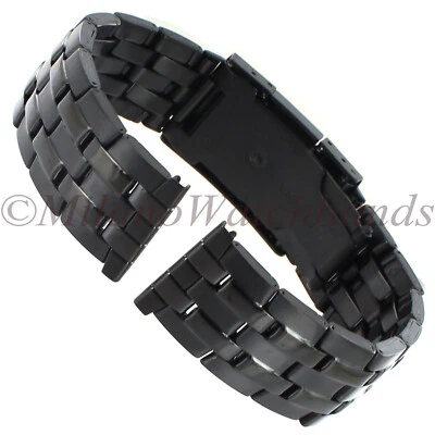 20 mm deBeer Negro PVD Acero Inoxidable Pulsador Cierre de Despliegue Banda para Hombres Larga Foto 1 de 4