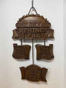 Vintage MCM Wall Art Day By Day Hanging Christian Prayer - Godspell Song - Picture 1 of 5