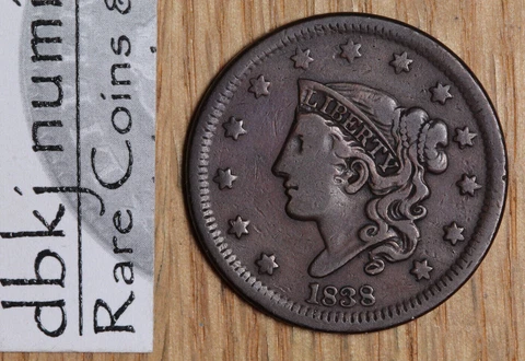 1837 Large Cent - XF - Extra Fine - Small Letters - Scratched Cover
