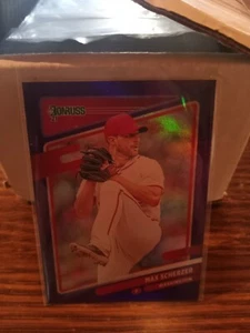 2021 Donruss #206 Max Scherzer Purple Holo NATIONALS Mint - Bild 1 von 2