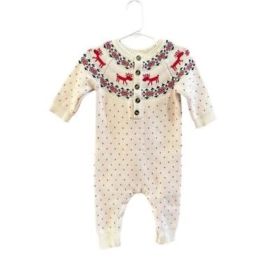 Traje Hanna Andersson tejido Fair Isle, en muy buen estado, talla 75 cm (12-18 meses) (12-24A) Foto 1 de 4