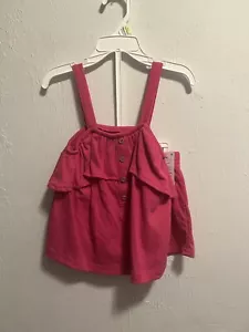 Carters Girls Hot Pink Summer Tank Top And Shorts Two Piece Outfit Size 4T NEW - Picture 1 of 4