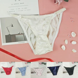 Women's Sexy Silk Satin Briefs Panties G-string Lingerie Underwear Knickers - Picture 1 of 18