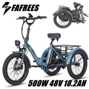Elektrofahrrad Dreirad Faltrad 48V 500W 20 Zoll 3 Räder Fahrrad E-Bike mit Korb - Bild 1 von 8