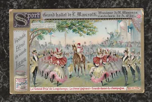 1898 Liebig Trade Card S574 Ballet Sport Manzotti Marenco Longchamps Horse Race - Picture 1 of 2
