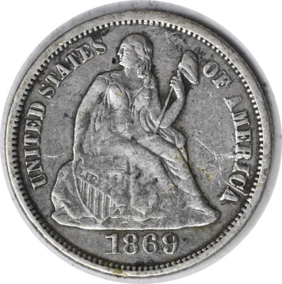 1869-S Liberty Seated Silver Dime EF Uncertified #152 - Image 1 of 2