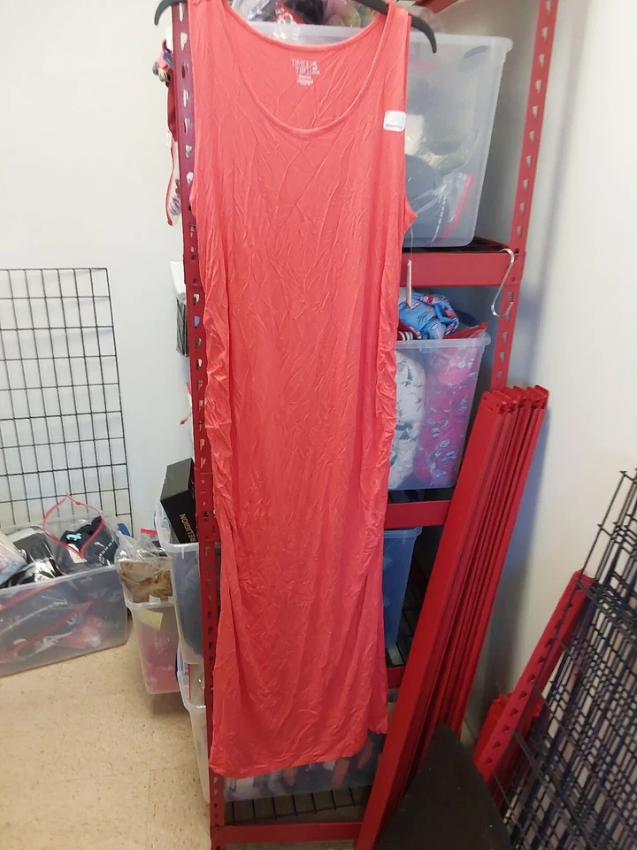 Nwt Time And Tru Womens Maternity Knit Jersey Semi Fitted Maxi Dress Orange... - Image 1 of 1