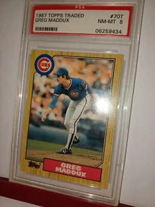 1987 GREG MADDUX TOPPS #70T PSA8 CHICAGO CUBS BASEBALL CARD #8002 - Picture 1 of 2