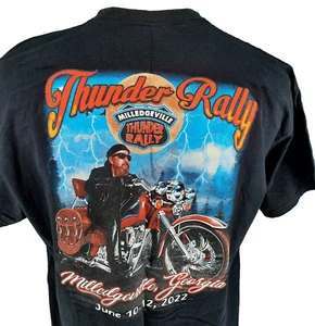 NUEVA Camiseta Negra Motocicleta Thunder Rally Milledgeville Georgia Adulto XL Motociclista - Imagen 1 de 7