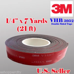 3M 1/4" x 7 Yard 21 ft VHB Double Sided Foam Adhesive Tape 5952 Automotive 0.25 - Picture 1 of 6