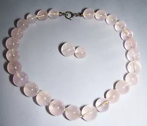 Damen-Schmuck Mode und Antik Halskette Rosenquarz, große Kugeln - Bild 1 von 1